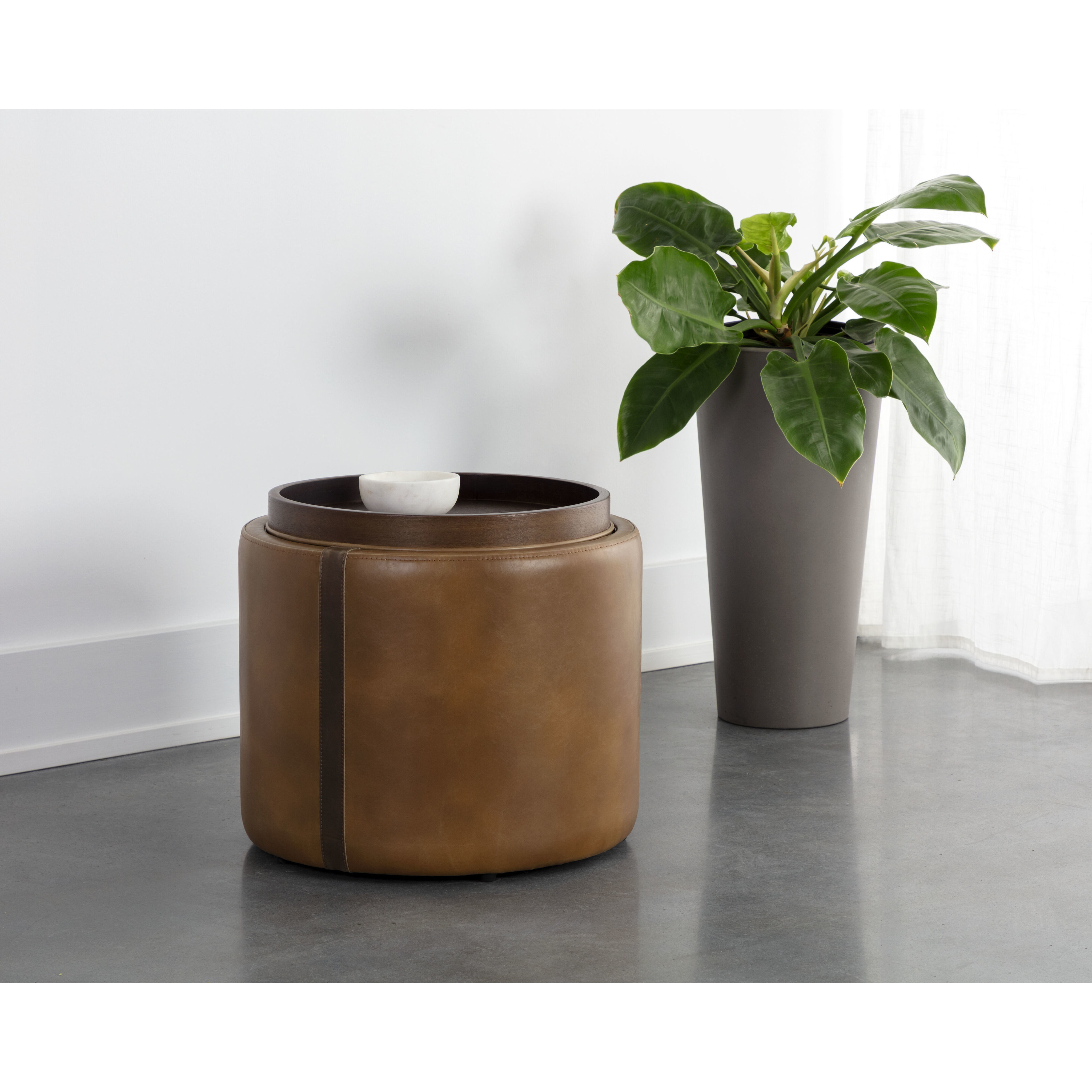 Borelli 17.75 inch Tobacco Tan / Autumn Chestnut Storage Ottoman